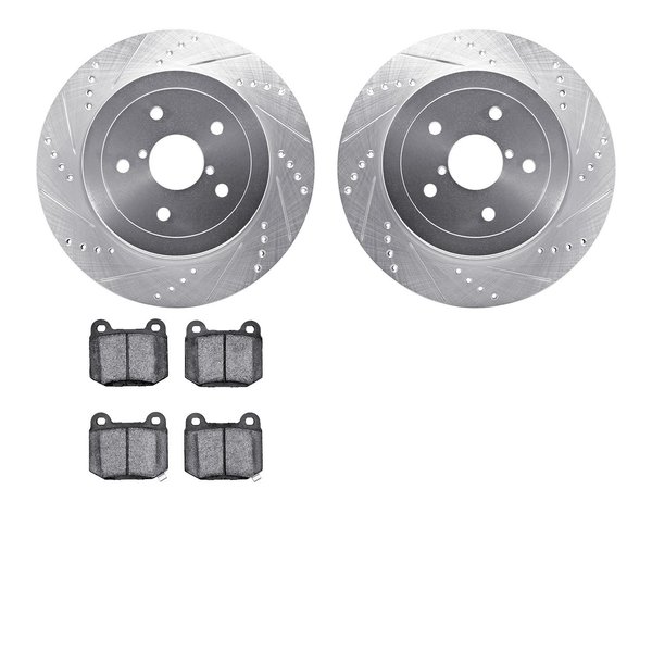 Dynamic Friction Co 7602-13005, Rotors-Drilled and Slotted-Silver with 5000 Euro Ceramic Brake Pads, Zinc Coated 7602-13005